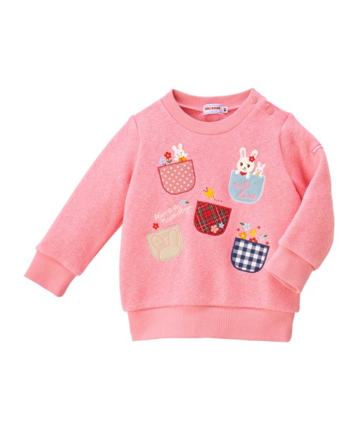 SWEATSHIRT ROSE BRODERIES USAKO pas cher 