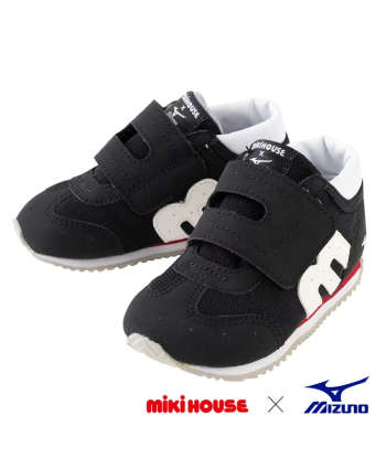 CHAUSSURES NOIRES À SCRATCH MIKI HOUSE en linge