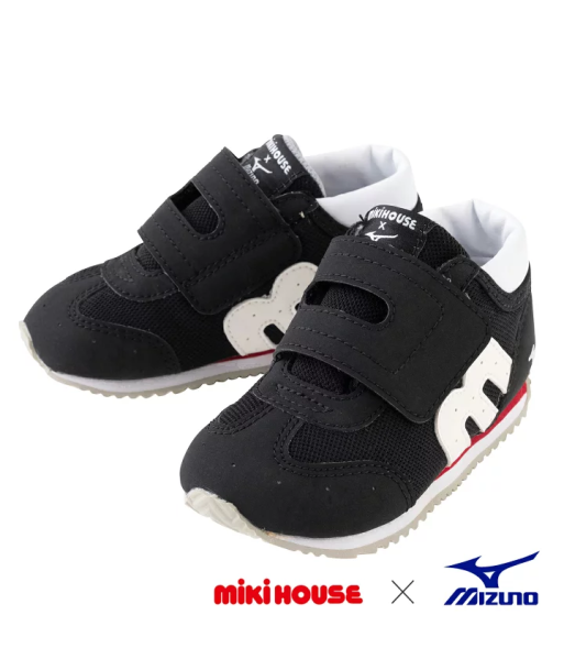 CHAUSSURES NOIRES À SCRATCH MIKI HOUSE en linge