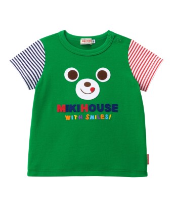 T-SHIRT VERT MIKI HOUSE WITH SMILES Véritable concentré