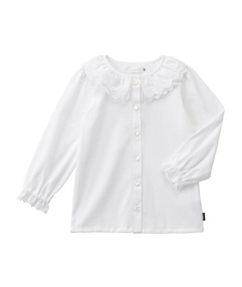 BLOUSE BLANCHE AVEC UN COL CLAUDINE EN DENTELLE pour bénéficier 