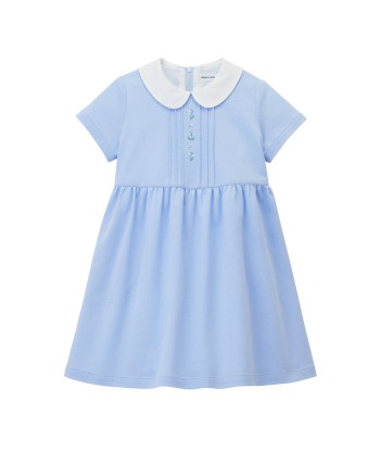 ROBE BLEU CLAIR COL CLAUDINE rembourrage situé sous