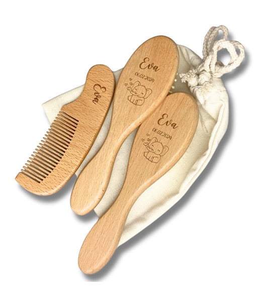 Kit brosses bébé personnalisé (2 Brosses, 1 peigne) Amélioration de cerveau avec