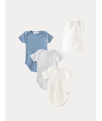 Set aus drei Baby-Strampler aus Bio-Baumwolle, himmelblau Jusqu'à 80% De Réduction