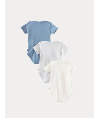 Set aus drei Baby-Strampler aus Bio-Baumwolle, himmelblau Jusqu'à 80% De Réduction