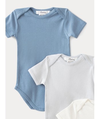 Set aus drei Baby-Strampler aus Bio-Baumwolle, himmelblau Jusqu'à 80% De Réduction