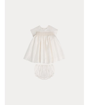 Seidentaftkleid für Babys in Milchweiß soldes