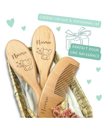 Kit brosses bébé personnalisé (2 Brosses, 1 peigne) Amélioration de cerveau avec