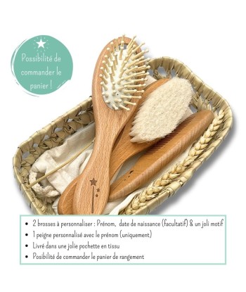 Kit brosses bébé personnalisé (2 Brosses, 1 peigne) Amélioration de cerveau avec