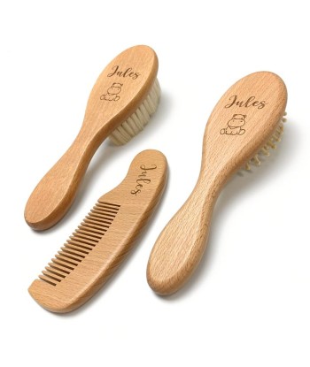 Kit brosses bébé personnalisé (2 Brosses, 1 peigne) Amélioration de cerveau avec