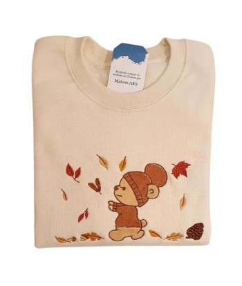 Sweat-Shirt écru - Broderie Ourson en automne JUSQU'A -70%! 