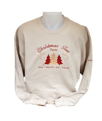 Sweat-Shirt sable - Broderie Christmas Tree Farm Amélioration de cerveau avec