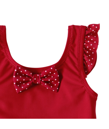 MAILLOT DE BAIN ROBE À POIS ET VOLANTS ROUGE 50% de réduction en Octobre 2024