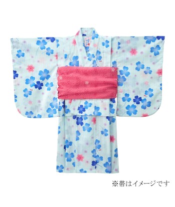 YUKATA EN COTON MOTIFS TRÈFLES BLEUS acheter en ligne